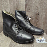 Pr Synthetic Lace Up Paddock Boots, box *new, older, v.degraded, PEELING, CRUMBLES, cracked, creased
