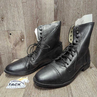 Pr Synthetic Lace Up Paddock Boots, box *new, older, v.degraded, PEELING, CRUMBLES, cracked, creased
