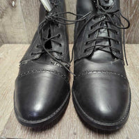 Pr Synthetic Lace Up Paddock Boots, box *new, older, v.degraded, PEELING, CRUMBLES, cracked, creased
