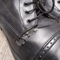 Pr Synthetic Lace Up Paddock Boots, box *new, older, v.degraded, PEELING, CRUMBLES, cracked, creased
