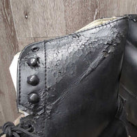 Pr Synthetic Lace Up Paddock Boots, box *new, older, v.degraded, PEELING, CRUMBLES, cracked, creased

