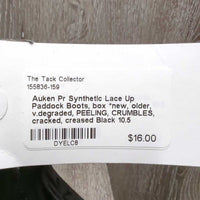 Pr Synthetic Lace Up Paddock Boots, box *new, older, v.degraded, PEELING, CRUMBLES, cracked, creased
