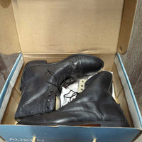 Pr Synthetic Lace Up Paddock Boots, box *new, older, v.degraded, PEELING, CRUMBLES, cracked, creased
