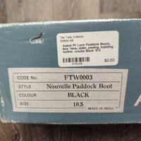 Pr Synthetic Lace Up Paddock Boots, box *new, older, v.degraded, PEELING, CRUMBLES, cracked, creased
