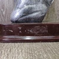 Resin Horse Head Statue, Wood Base *vgc, mnr hair, dust, sticky (nameplate) residue, older?
