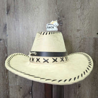MicroSuede Hat, buckstitch, string *vgc, mnr dirt, bubbled
