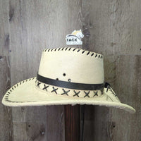 MicroSuede Hat, buckstitch, string *vgc, mnr dirt, bubbled
