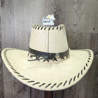 MicroSuede Hat, buckstitch, string *vgc, mnr dirt, bubbled

