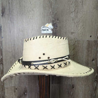 MicroSuede Hat, buckstitch, string *vgc, mnr dirt, bubbled
