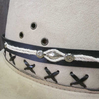 MicroSuede Hat, buckstitch, string *vgc, mnr dirt, bubbled

