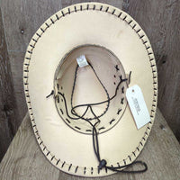 MicroSuede Hat, buckstitch, string *vgc, mnr dirt, bubbled
