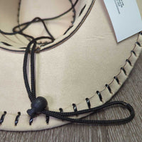 MicroSuede Hat, buckstitch, string *vgc, mnr dirt, bubbled
