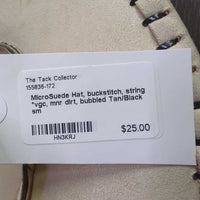 MicroSuede Hat, buckstitch, string *vgc, mnr dirt, bubbled
