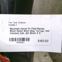 Pr Field Boots, Black Nylon Boot Bag *xc/vgc, mnr creases, hair, dirt
