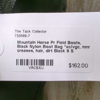 Pr Field Boots, Black Nylon Boot Bag *xc/vgc, mnr creases, hair, dirt
