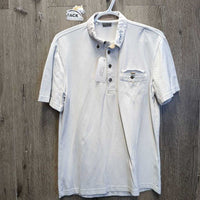 MENS SS Polo Shirt, 1/4 Button Up *gc/fair, frayed/faded collar, dingy
