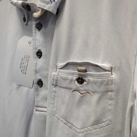 MENS SS Polo Shirt, 1/4 Button Up *gc/fair, frayed/faded collar, dingy
