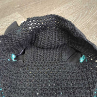 Crochet Fly Veil Ear Bonnet, piping *like new, puckered, shrunk?
