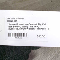 Crochet Fly Veil Ear Bonnet, piping *like new, puckered, shrunk?
