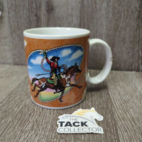 Vintage Wild Wild West Ceramic Mugs "Cowboy" *vgc, mnr chipped handle, scuffs, rubs & scratches
