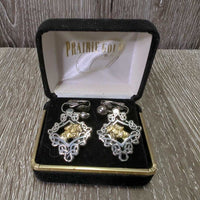 Vintage Jumping Horses Clip On Earrings, velvet box *vgc, mnr hair

