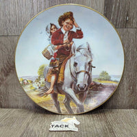 Norman Rockwell Decorative Plate, Stand, "Off To School" #10031 *vgc, mnr stains, rubs, scuffs
