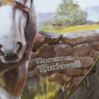 Norman Rockwell Decorative Plate, Stand, "Off To School" #10031 *vgc, mnr stains, rubs, scuffs
