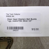 Steer Head Western Belt Buckle *vgc, stains?film

