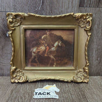 Fancy Framed Horse & Rider Picture *vgc
