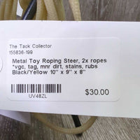 Metal Toy Roping Steer, 2x ropes *vgc, tag, mnr dirt, stains, rubs
