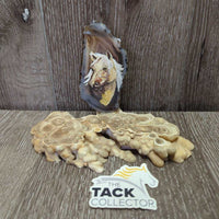 2 Piece: Painted Thin Rock & Decorative Rock Stand *vgc, scratches, edge scuffs & stains
