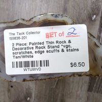 2 Piece: Painted Thin Rock & Decorative Rock Stand *vgc, scratches, edge scuffs & stains
