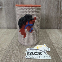 Wool Embroidered Can Pen Holder *vgc, clean & dirty, marks, older?
