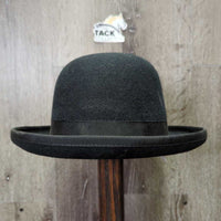 Vintage Light Felt Bowler Hat, Clear Plastic Cover, box *xc/like new, clean, mnr hair & dust
