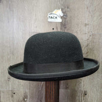 Vintage Light Felt Bowler Hat, Clear Plastic Cover, box *xc/like new, clean, mnr hair & dust
