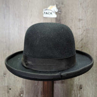 Vintage Light Felt Bowler Hat, Clear Plastic Cover, box *xc/like new, clean, mnr hair & dust
