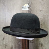 Vintage Light Felt Bowler Hat, Clear Plastic Cover, box *xc/like new, clean, mnr hair & dust
