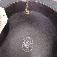 Vintage Light Felt Bowler Hat, Clear Plastic Cover, box *xc/like new, clean, mnr hair & dust
