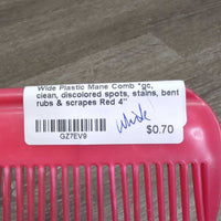 Wide Plastic Mane Comb *gc, clean, discolored spots, stains, bent, rubs & scrapes

