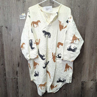 LS Flannel Shirt/ Nightgown, 1/4 Button Up *gc, clean, faded, discolored/stained shoulders
