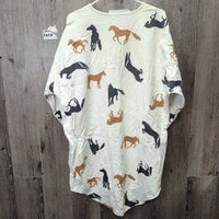 LS Flannel Shirt/ Nightgown, 1/4 Button Up *gc, clean, faded, discolored/stained shoulders
