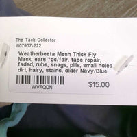 Mesh Thick Fly Mask, ears *gc/fair, tape repair, faded, rubs, snags, pills, small holes, dirt, hairy, stains, older
