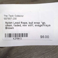 Nylon Lead Rope, bull snap *gc, clean, faded, mnr stiff, snags/frays
