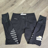 Euro Seat Breeches *gc/fair, snags, seams: unstitched & puckers, faded, stains, peeling stickies, seat: rubs, stretched, pilly, shiny
