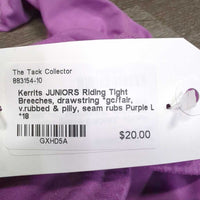 JUNIORS Riding Tight Breeches, drawstring *gc/fair, v.rubbed & pilly, seam rubs
