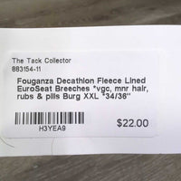 Fleece Lined EuroSeat Breeches *vgc, mnr hair, rubs & pills
