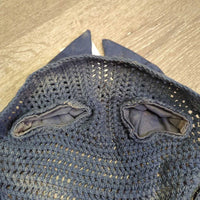 Crochet Ear Bonnet Fly Veil, piping, string *gc/fair, discolored, stains, faded, curled, hair
