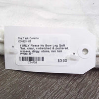 1 ONLY Fleece No Bow Leg Quilt *fair, clean, v.stretched & puckered, creases, dingy, stains, mnr hair
