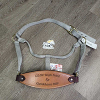 Soft Thick Nylon Halter, Leather Bronc Noseband "GLHC High Point Sr", tag *new
