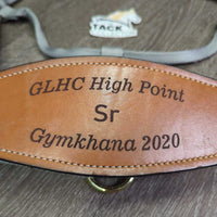 Soft Thick Nylon Halter, Leather Bronc Noseband "GLHC High Point Sr", tag *new
